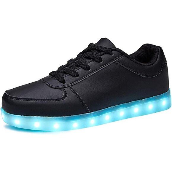 ⚡Unisex Black USB Charging Light Up Shoes Sports LED Dancing Sneakers Lace Up - Picture 1 of 8